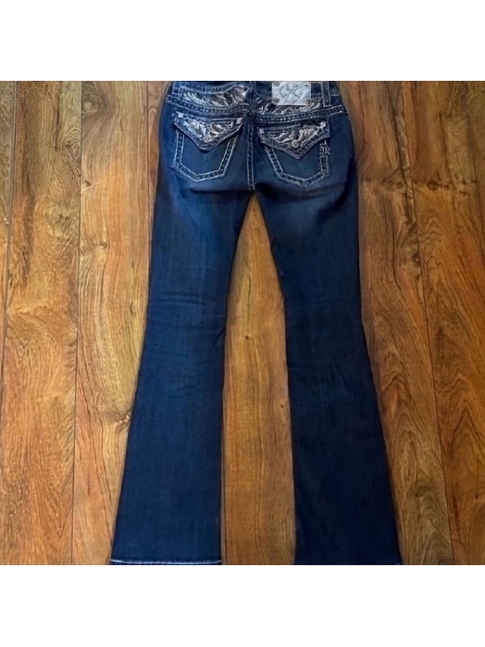 Gorgeous Miss Me Signature Boot Jeans With Embellished Pockets 33” Inseam